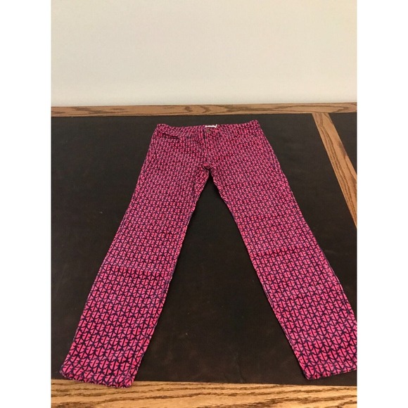 VINEYARD VINES Hot Pink/Navy Anchor Corduroy Slim Straight Ankle Pants - Size 4 - Picture 1 of 13